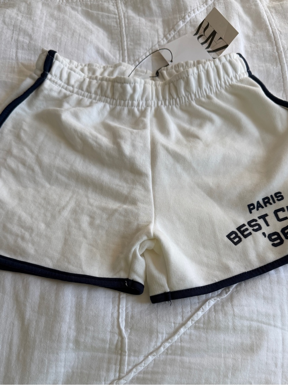 Girls White Athletic Shorts with Navy Trim Size 9 NWT